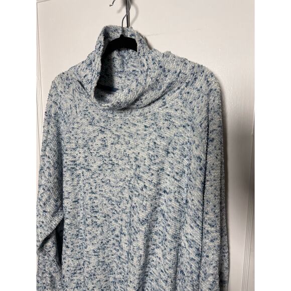 Free People BFF Cowl Neck Blue Knit Oversized Chunky Flowy Sweater Women's XS/S - Picture 3 of 9